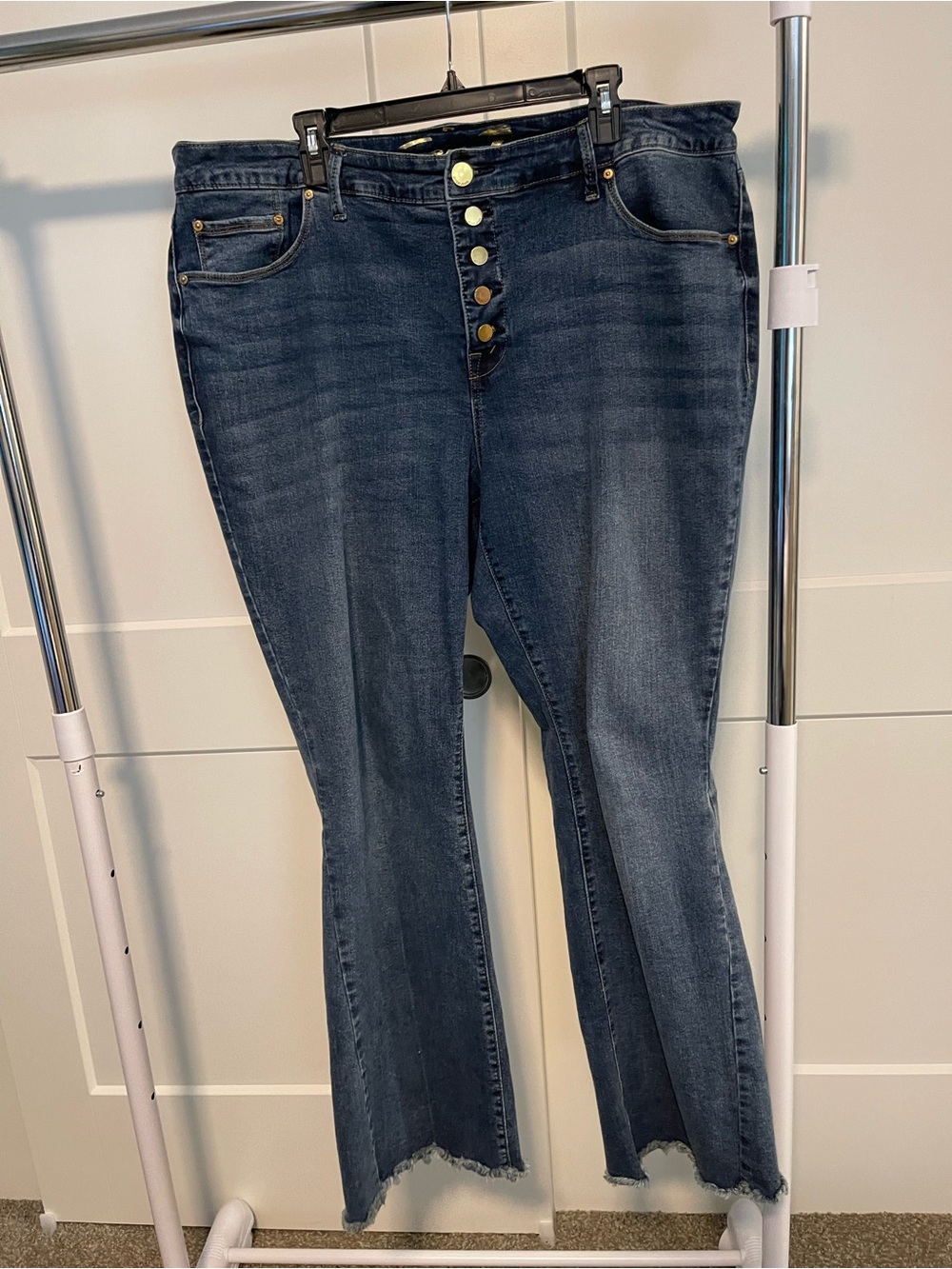 Seven7 for Lane Bryant Button Fly Raw Hem Flare Jeans Size 20